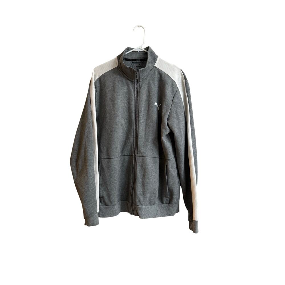 Puma men’s gray sz large track jacket zipper  front